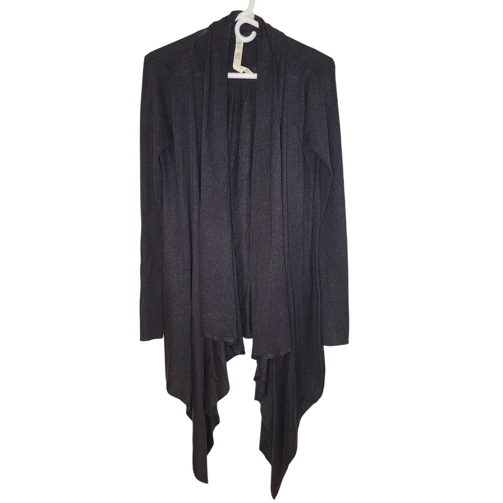 Lululemon Athletica Sweater Womens 8 Gray Open Front Waterfall Cardigan Longline